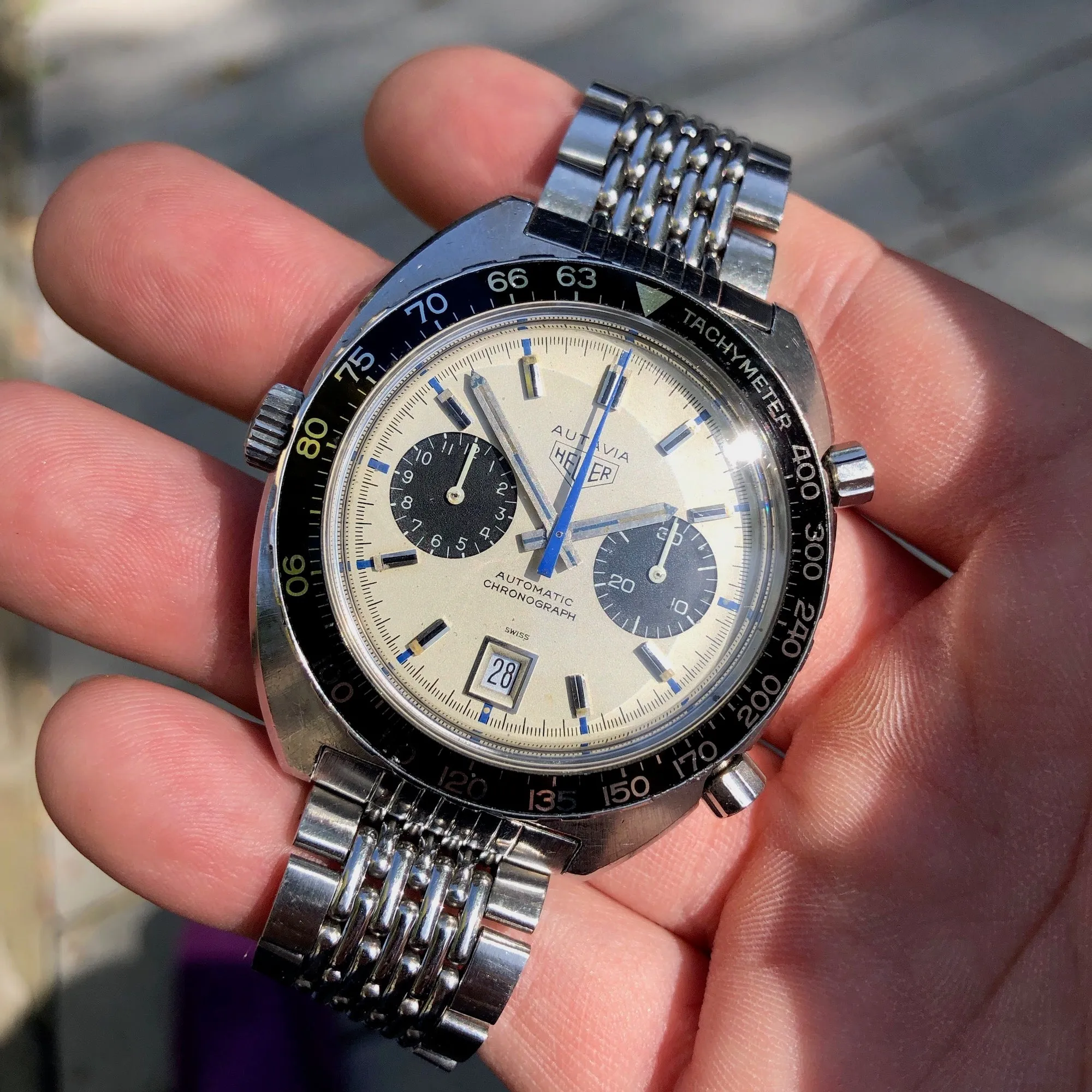 1972 Heuer Autavia 1163 Jo Siffert Mk. 6 Steel Chronograph Cal. 11 Wristwatch