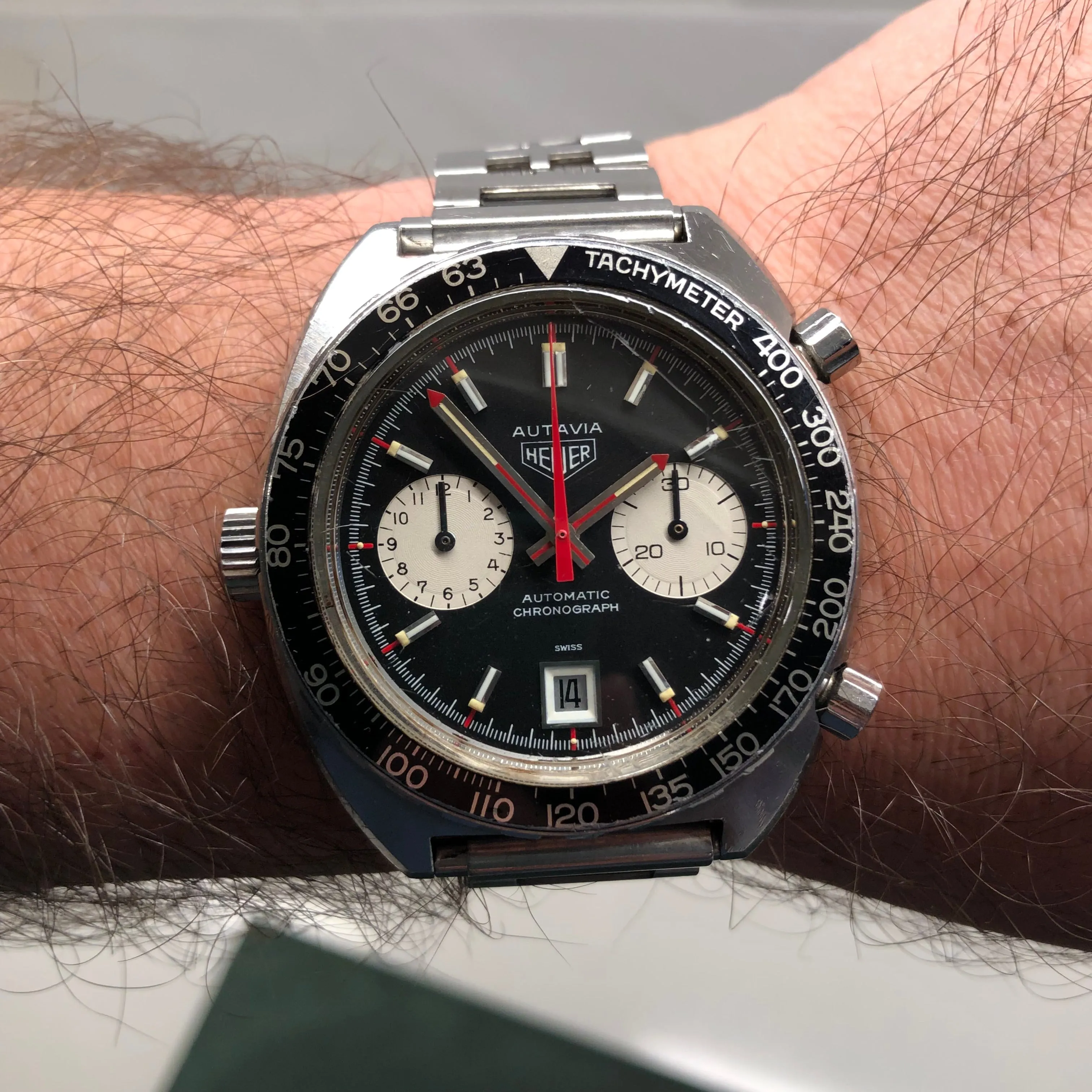 1972 Heuer Autavia 1163V Viceroy Steel Chronograph Caliber 12 Wristwatch Barn Find