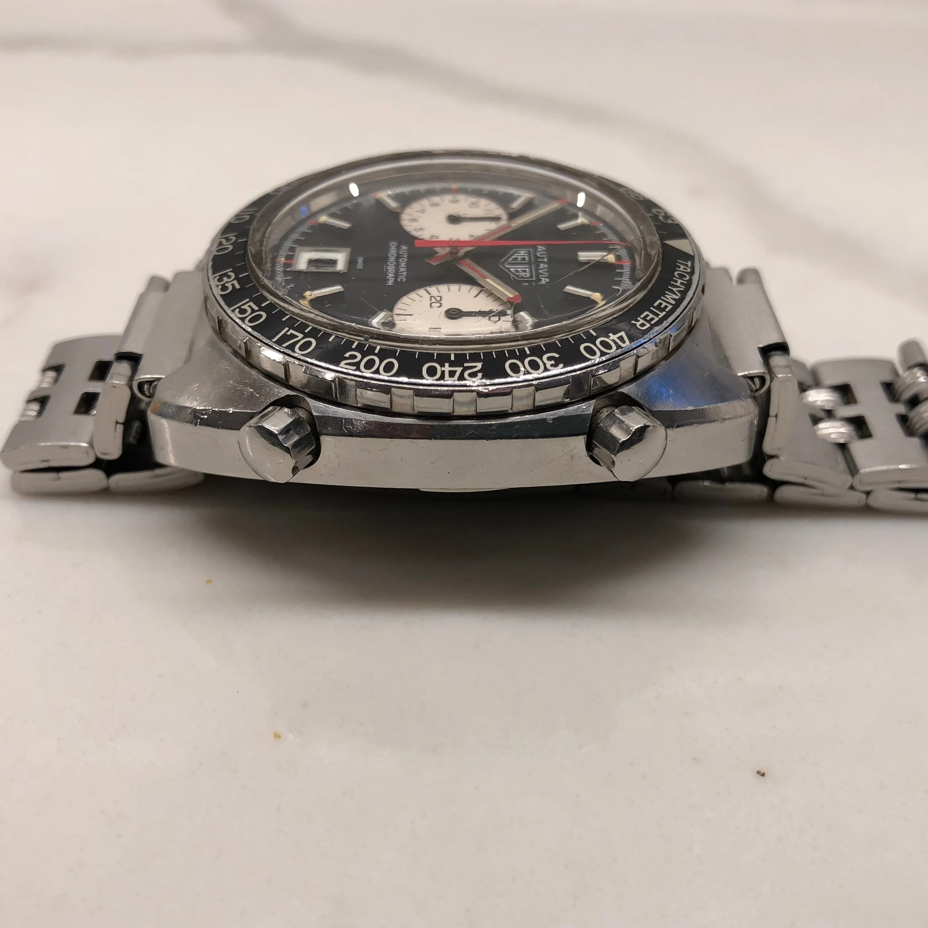 1972 Heuer Autavia 1163V Viceroy Steel Chronograph Caliber 12 Wristwatch Barn Find