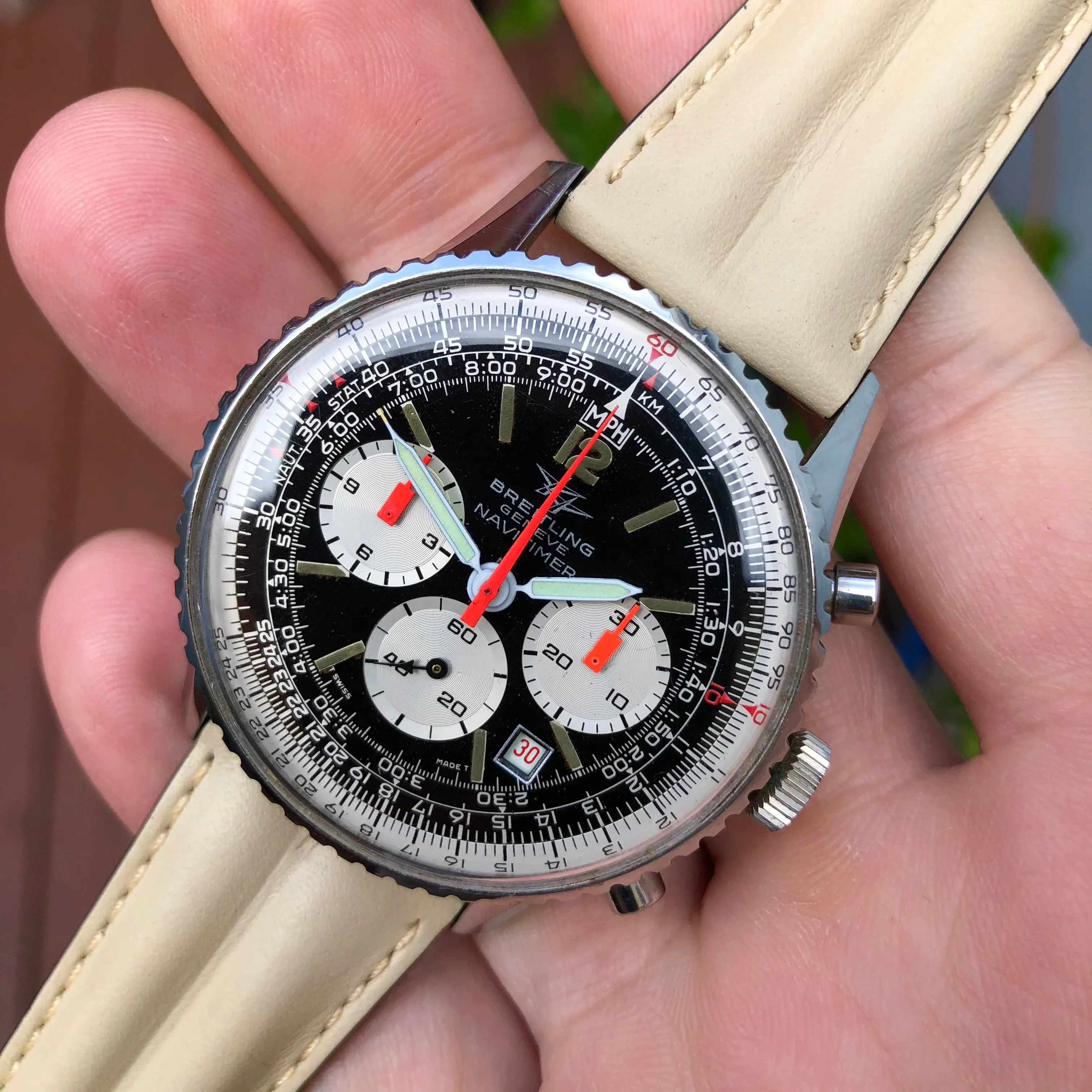 1973 Breitling Navitimer 8808 Vintage Steel Chronograph Unpolished 41mm Wristwatch