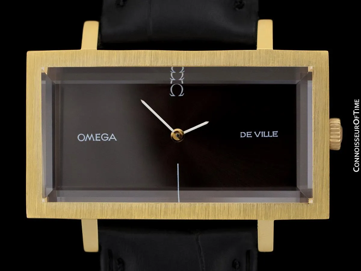 1973 Omega De Ville Mens "Emerald" Modern Watch By Andrew Grima - 18K Gold Plated & Stainless Steel