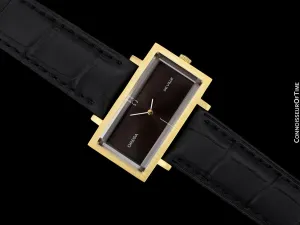 1973 Omega De Ville Mens "Emerald" Modern Watch By Andrew Grima - 18K Gold Plated & Stainless Steel