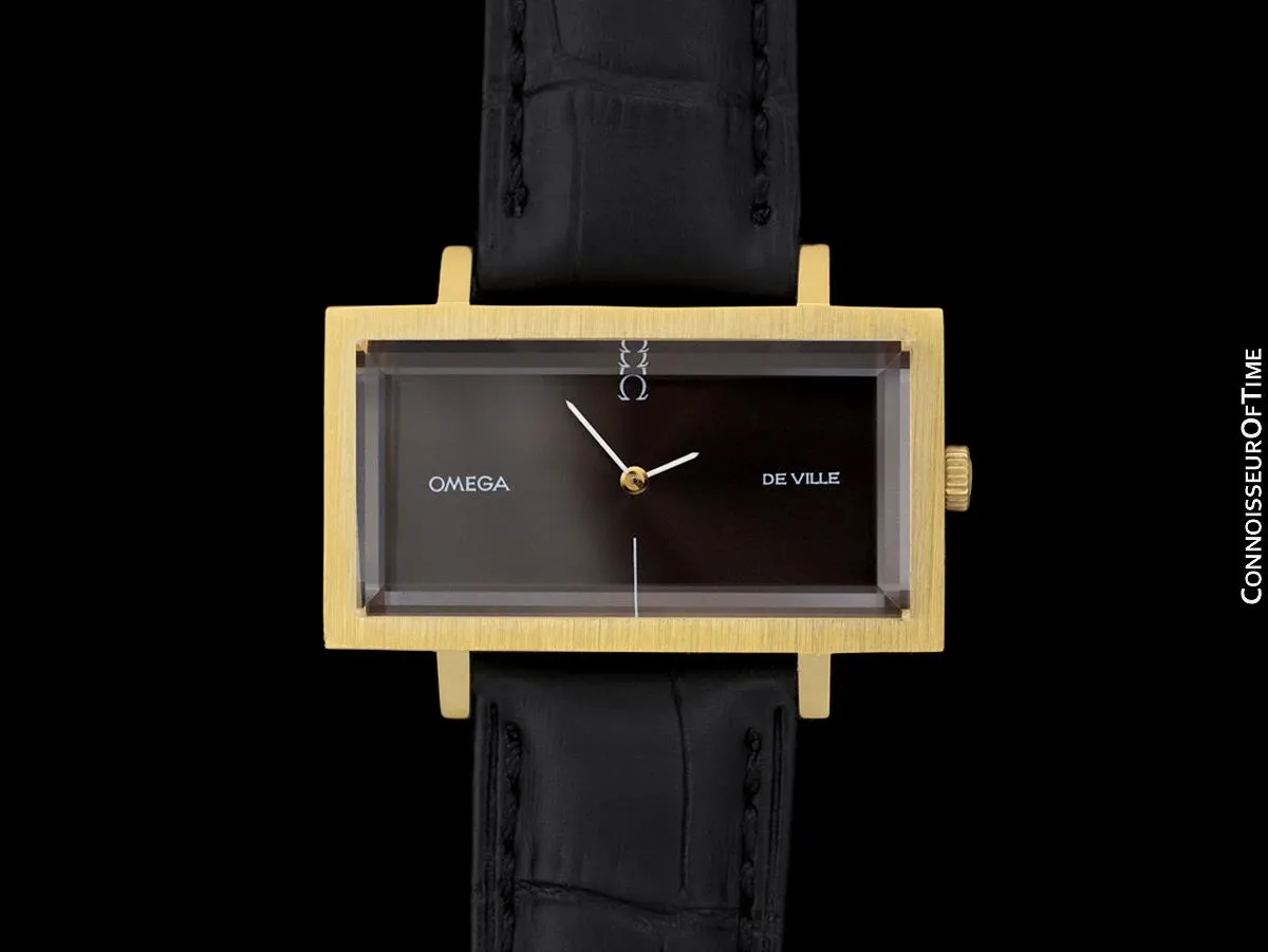 1973 Omega De Ville Mens "Emerald" Modern Watch By Andrew Grima - 18K Gold Plated & Stainless Steel