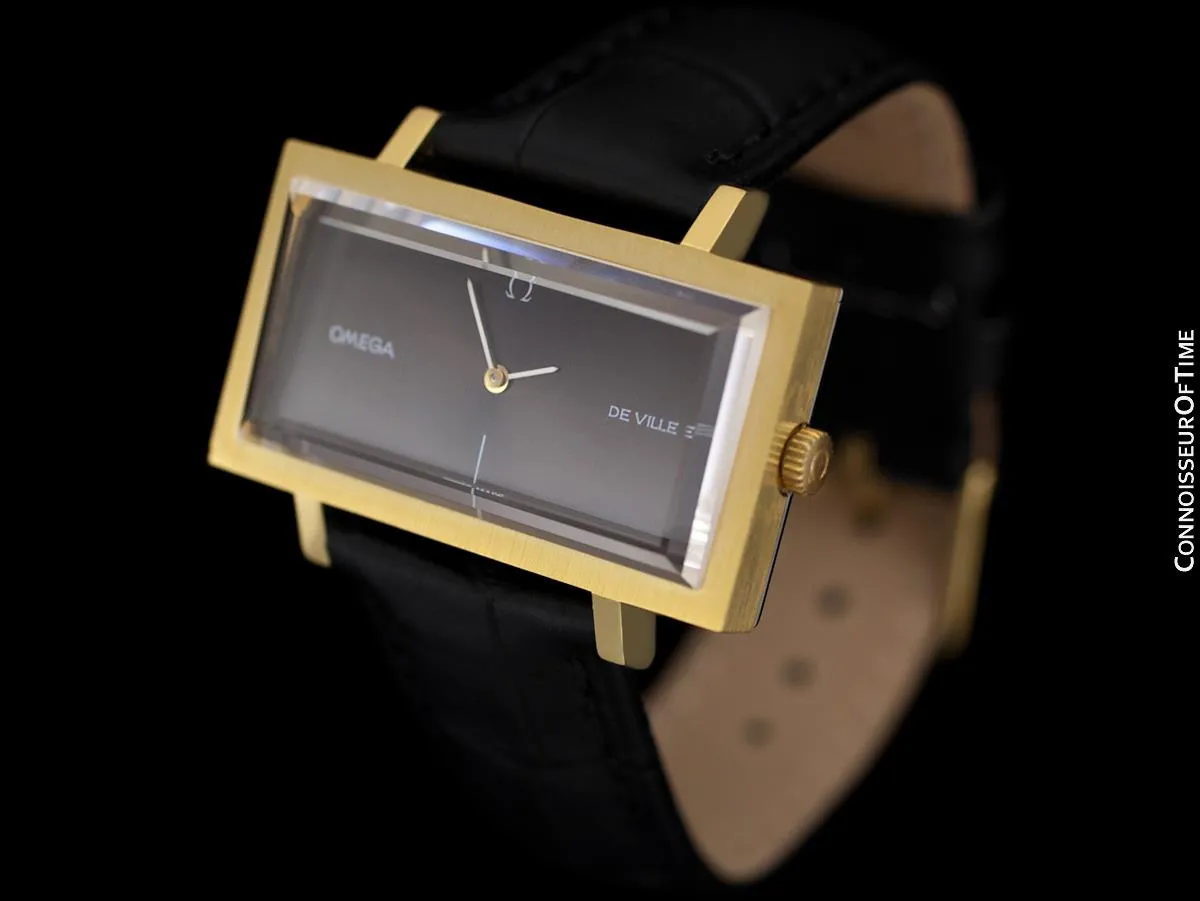 1973 Omega De Ville Mens "Emerald" Modern Watch By Andrew Grima - 18K Gold Plated & Stainless Steel