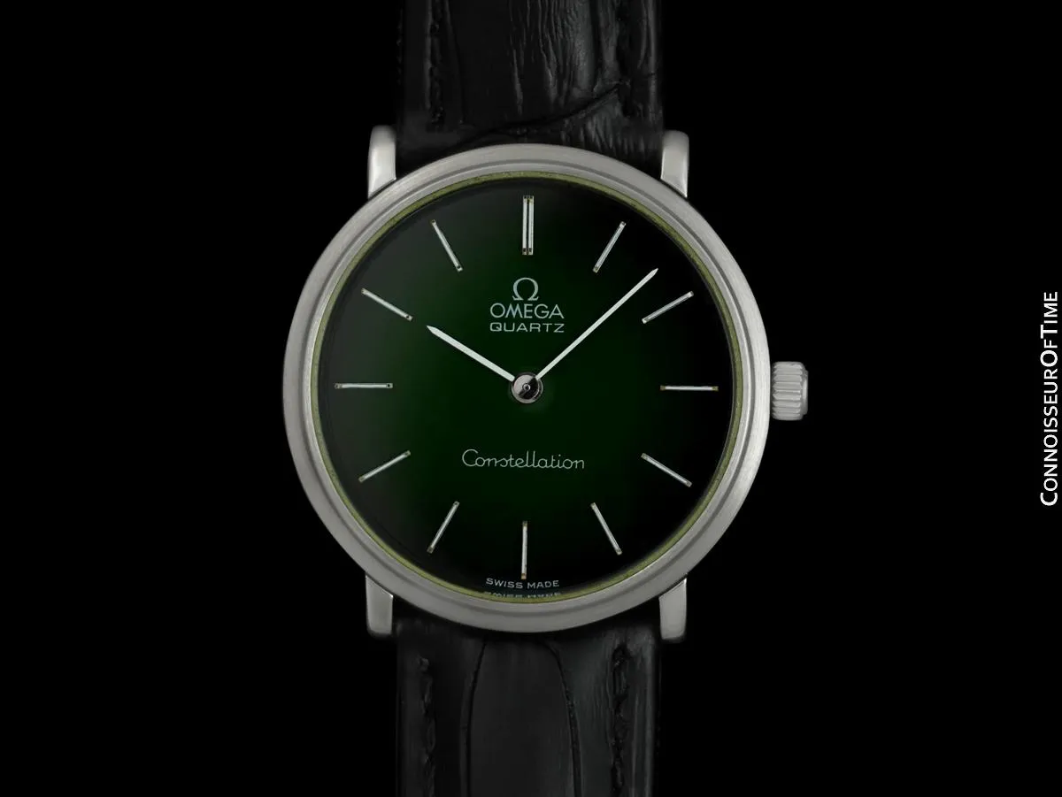 1976 Omega Constellation Mens Vintage Quartz Accuset Watch with Green Vignette Dial - Stainless Steel