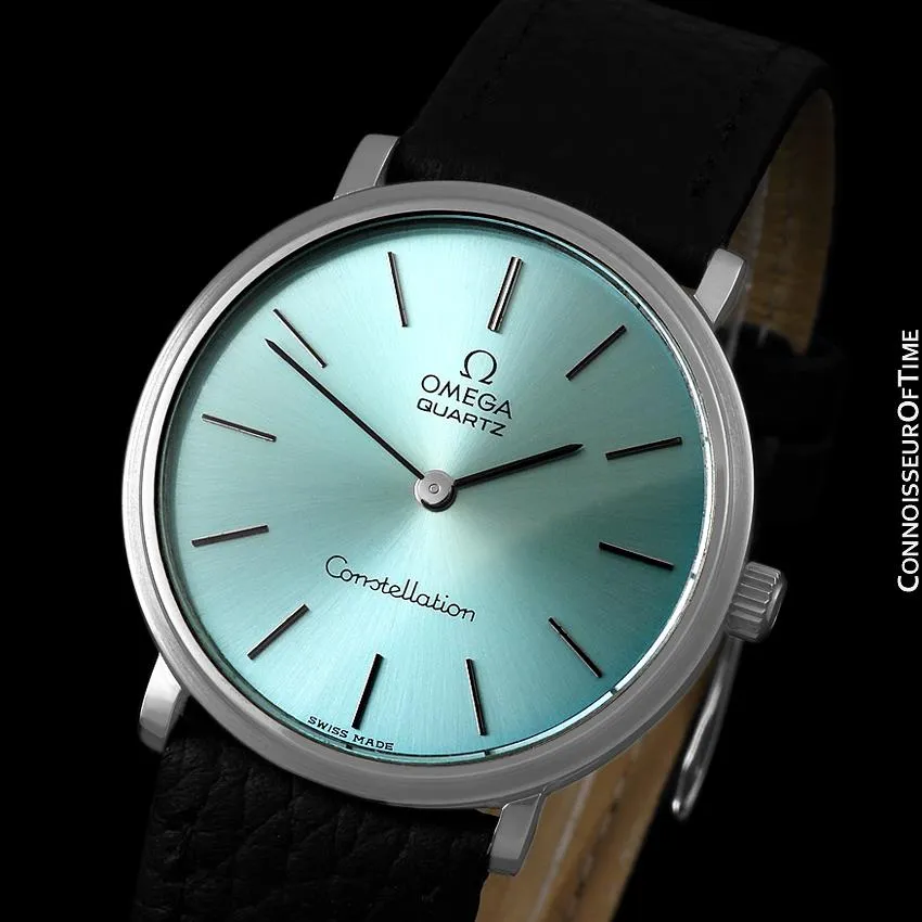 1976 Omega Constellation Mens Vintage Quartz Accuset Watch with Tiffany Blue Dial - Stainless Steel