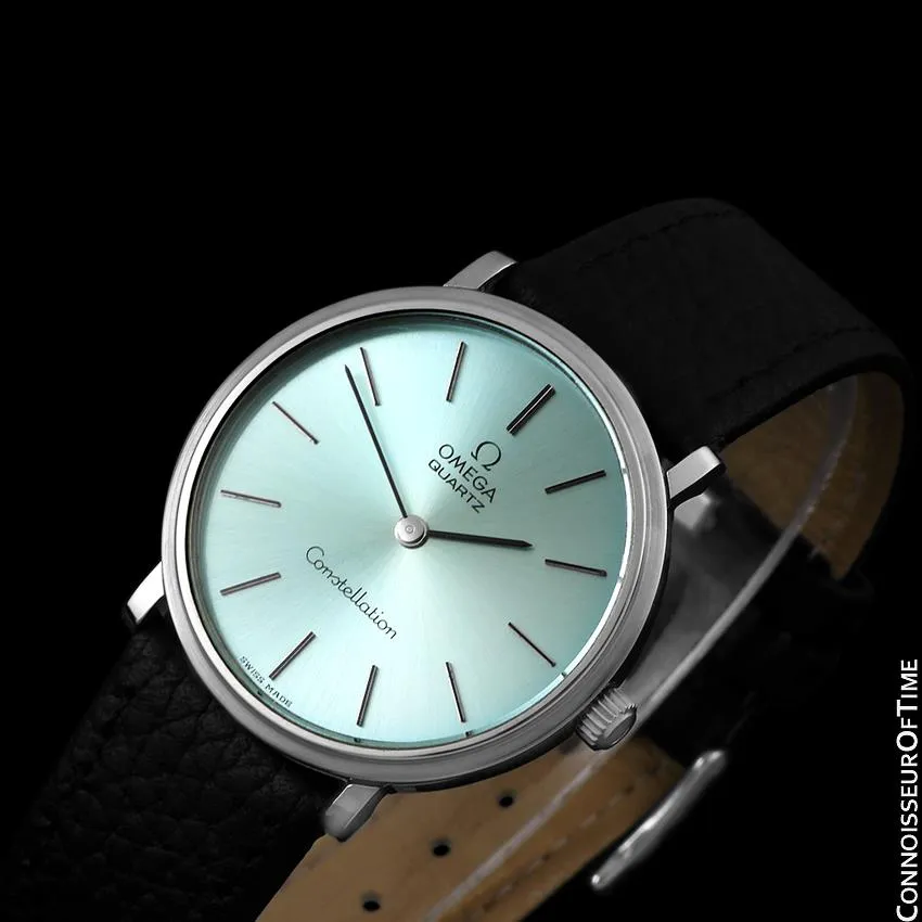 1976 Omega Constellation Mens Vintage Quartz Accuset Watch with Tiffany Blue Dial - Stainless Steel