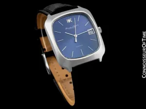1978 IWC Vintage Mens Full Size Quartz Watch, Blue Dial with Date - Stainless Steel