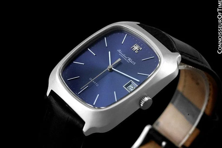 1978 IWC Vintage Mens Full Size Quartz Watch, Blue Dial with Date - Stainless Steel