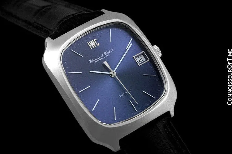 1978 IWC Vintage Mens Full Size Quartz Watch, Blue Dial with Date - Stainless Steel
