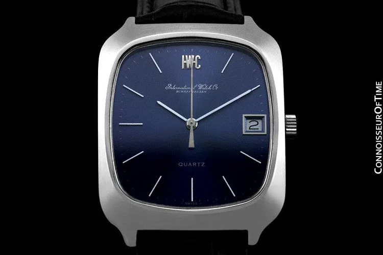 1978 IWC Vintage Mens Full Size Quartz Watch, Blue Dial with Date - Stainless Steel