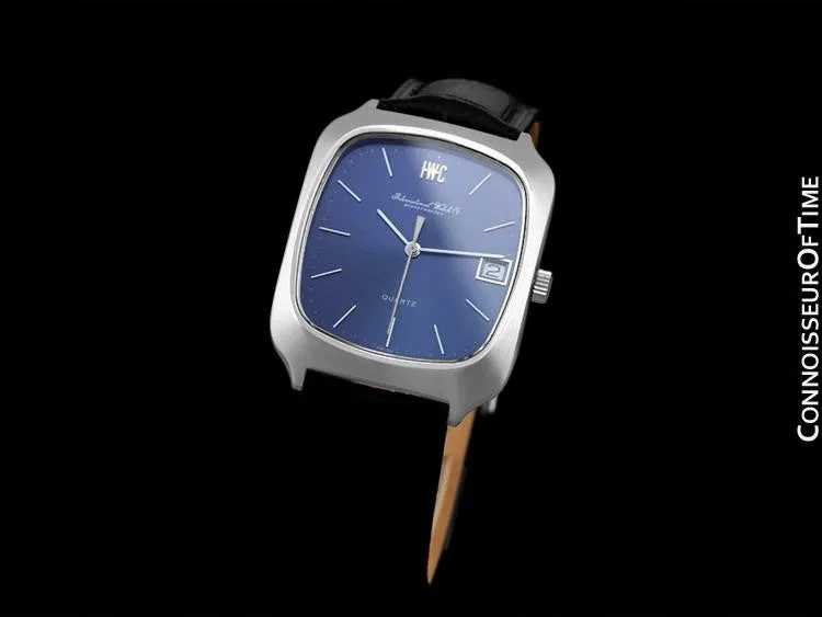 1978 IWC Vintage Mens Full Size Quartz Watch, Blue Dial with Date - Stainless Steel