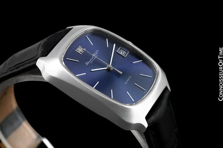 1978 IWC Vintage Mens Full Size Quartz Watch, Blue Dial with Date - Stainless Steel