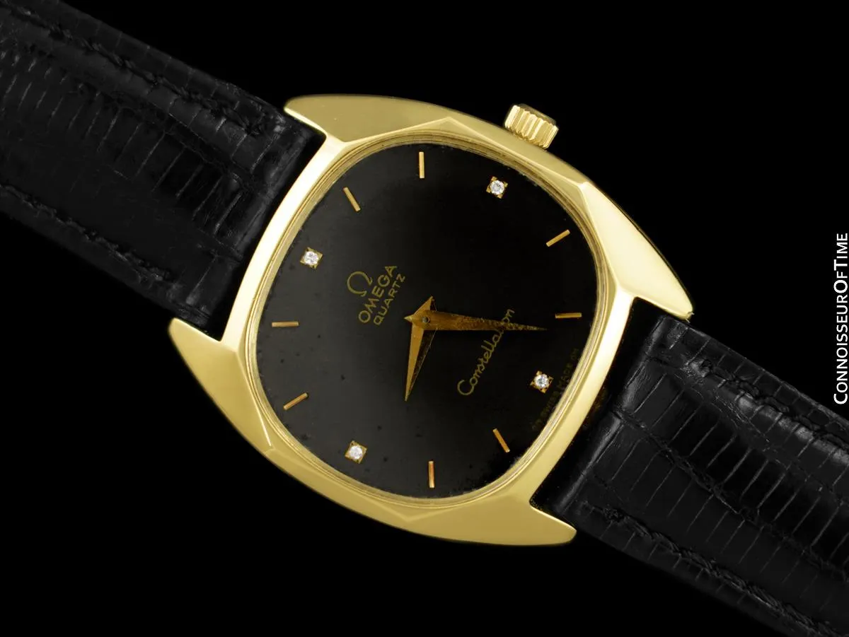 1978 Omega Constellation Mens Vey Rare & Cool Vintage Accuset Watch - 18K Gold & Diamonds