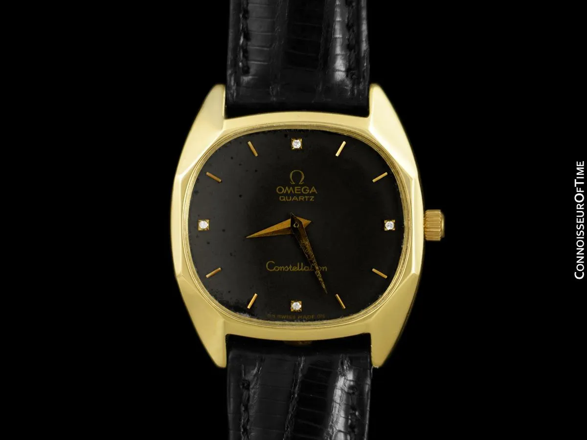 1978 Omega Constellation Mens Vey Rare & Cool Vintage Accuset Watch - 18K Gold & Diamonds