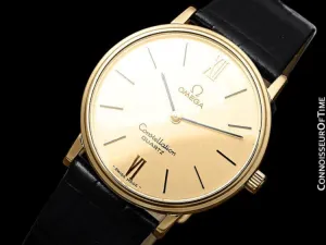 1979 Omega Constellation Mens Vintage Quartz Accuset Watch - 18K Gold Plated & Stainless Steel