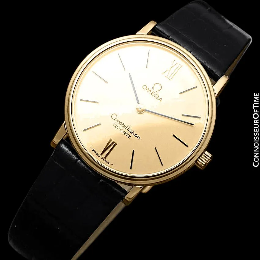 1979 Omega Constellation Mens Vintage Quartz Accuset Watch - 18K Gold Plated & Stainless Steel