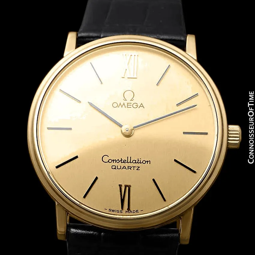 1979 Omega Constellation Mens Vintage Quartz Accuset Watch - 18K Gold Plated & Stainless Steel