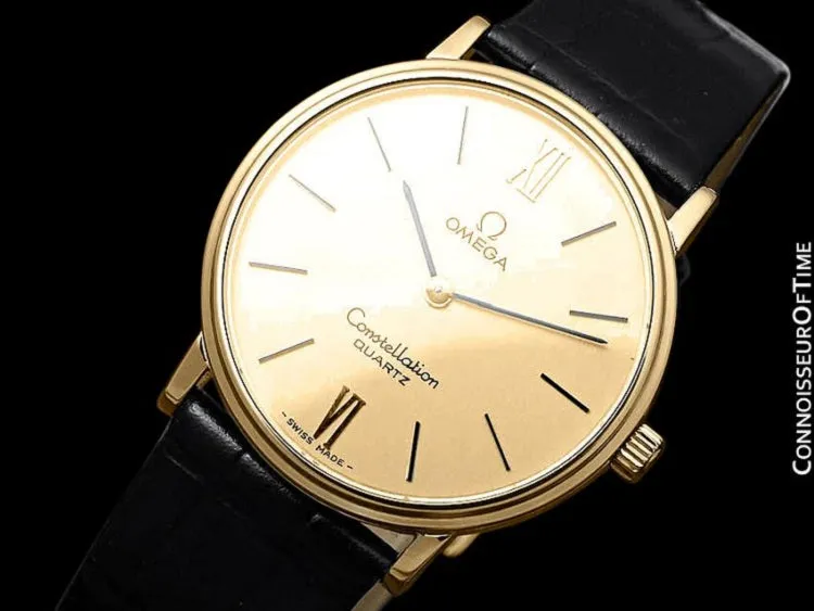 1979 Omega Constellation Mens Vintage Quartz Accuset Watch - 18K Gold Plated & Stainless Steel