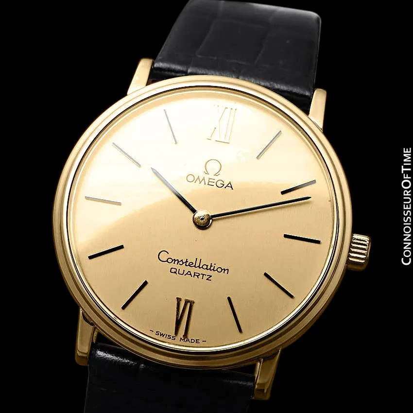 1979 Omega Constellation Mens Vintage Quartz Accuset Watch - 18K Gold Plated & Stainless Steel