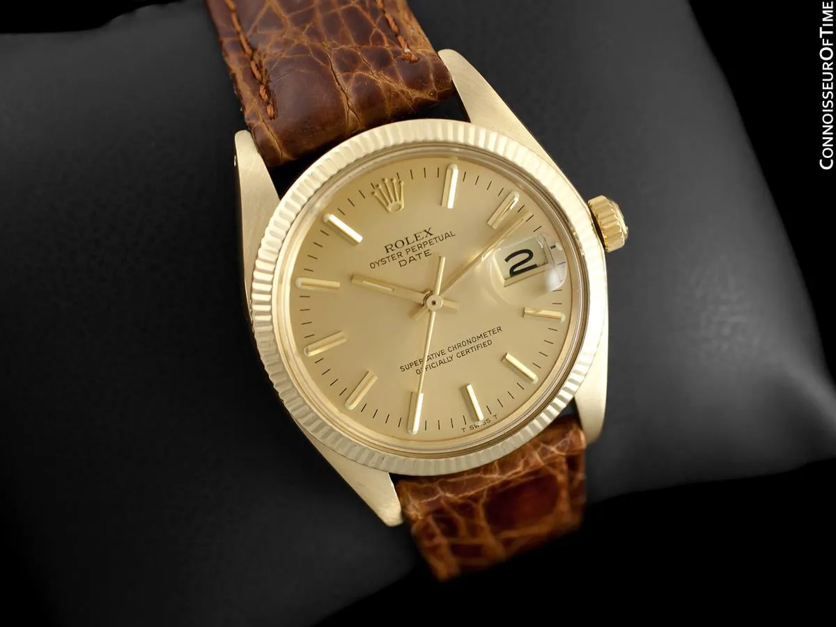 1979 Rolex Oyster perpetual Date (Datejust) Mens Watch, Champagne Dial - 14K Gold