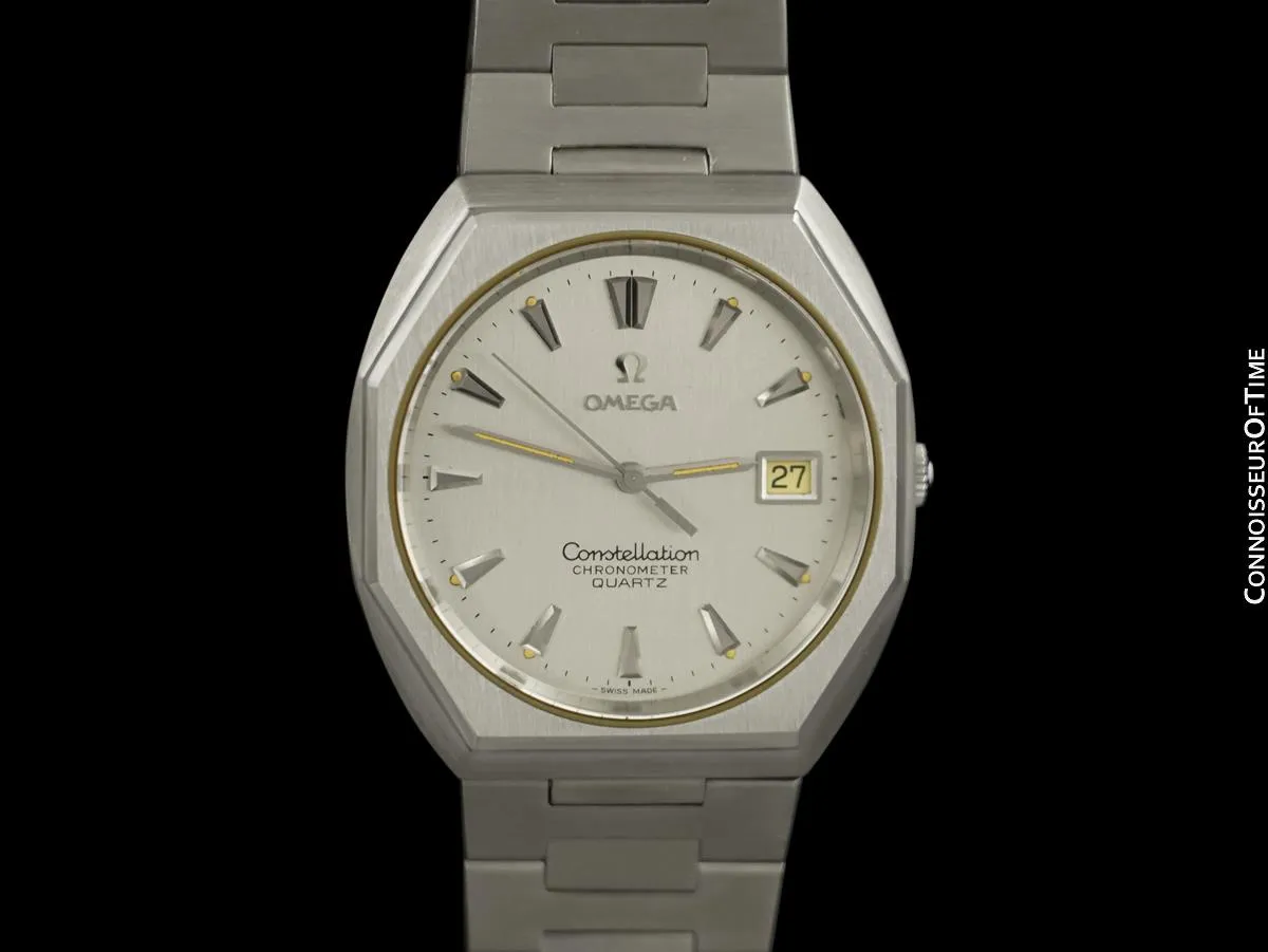 1980 Omega Constellation Chronometer Cool Vintage Accuset Mens Quartz Watch - Stainless Steel