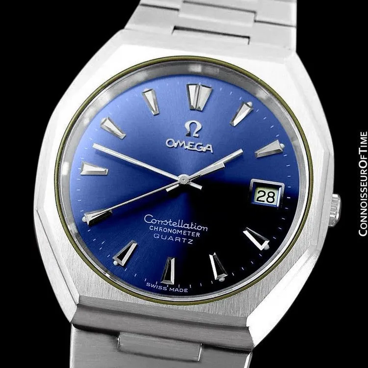 1980 Omega Constellation Chronometer Cool Vintage Accuset Mens Quartz Watch - Stainless Steel