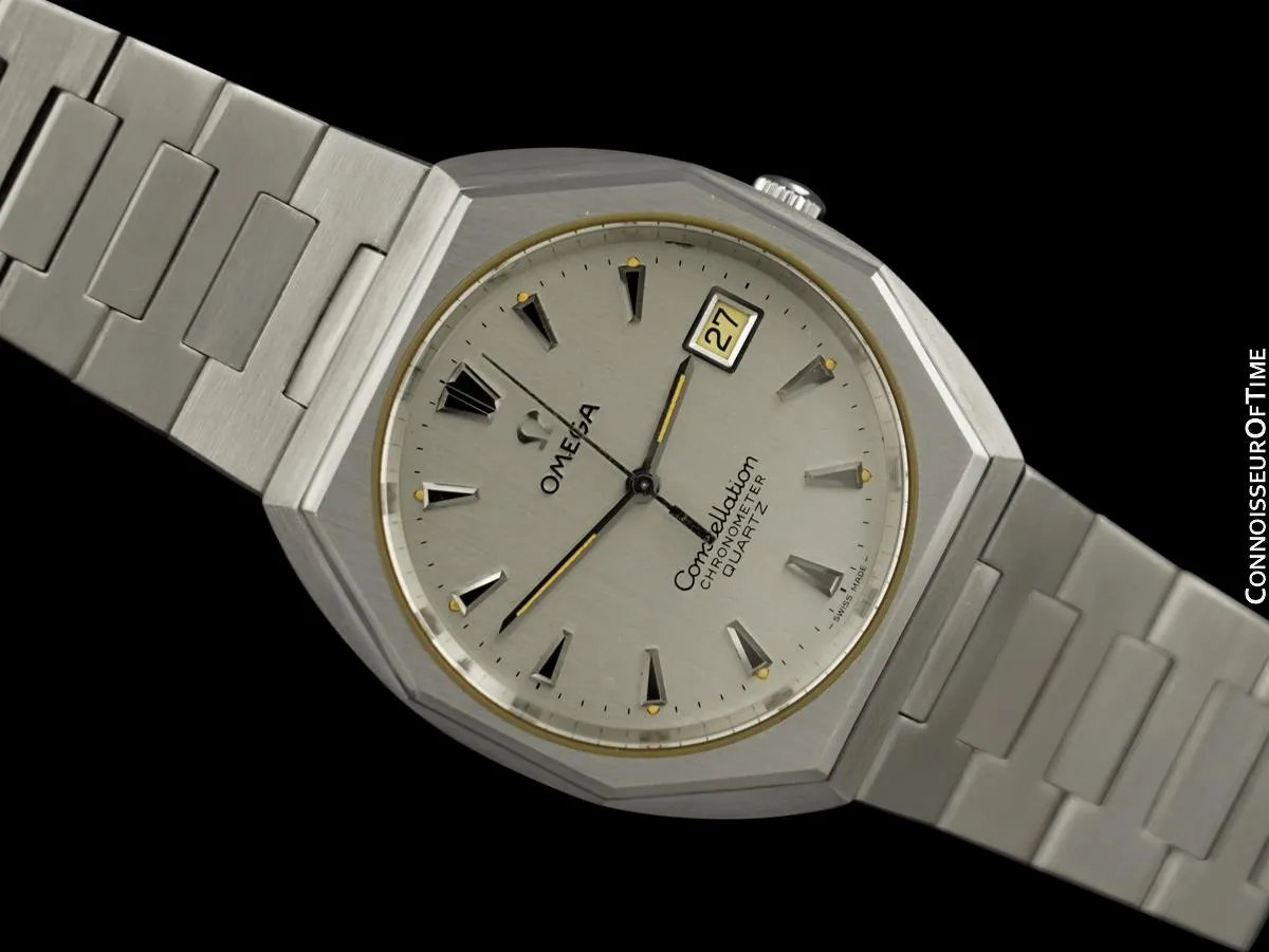 1980 Omega Constellation Chronometer Cool Vintage Accuset Mens Quartz Watch - Stainless Steel