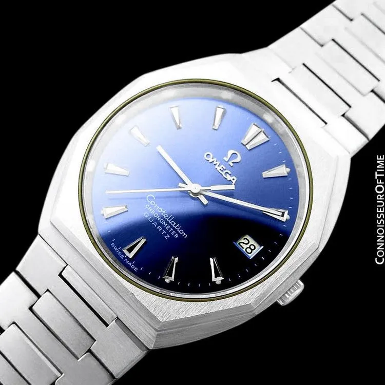 1980 Omega Constellation Chronometer Cool Vintage Accuset Mens Quartz Watch - Stainless Steel