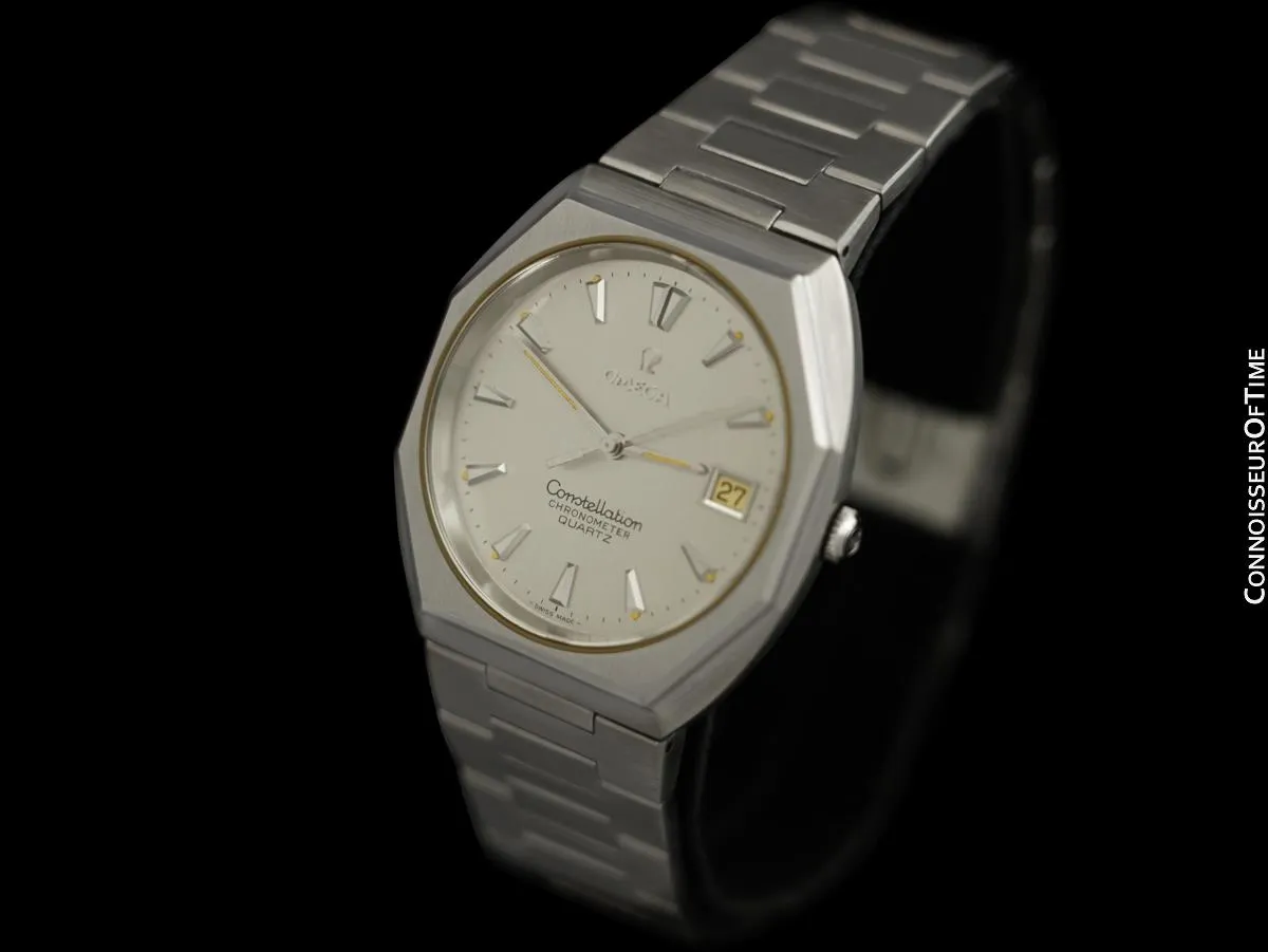 1980 Omega Constellation Chronometer Cool Vintage Accuset Mens Quartz Watch - Stainless Steel