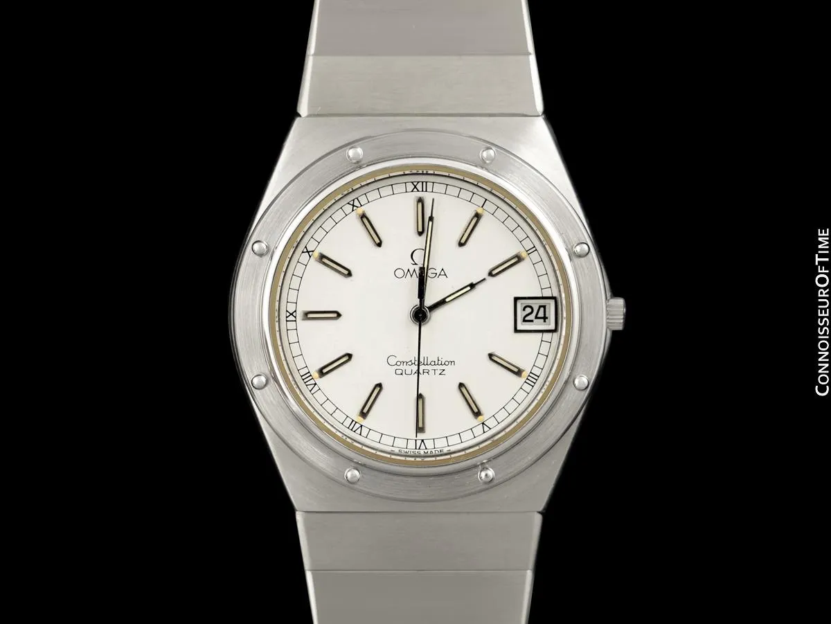 1980 Omega Constellation Marine Mens Uncommon & Cool Vintage Quartz Accuset Watch - Stainless Steel