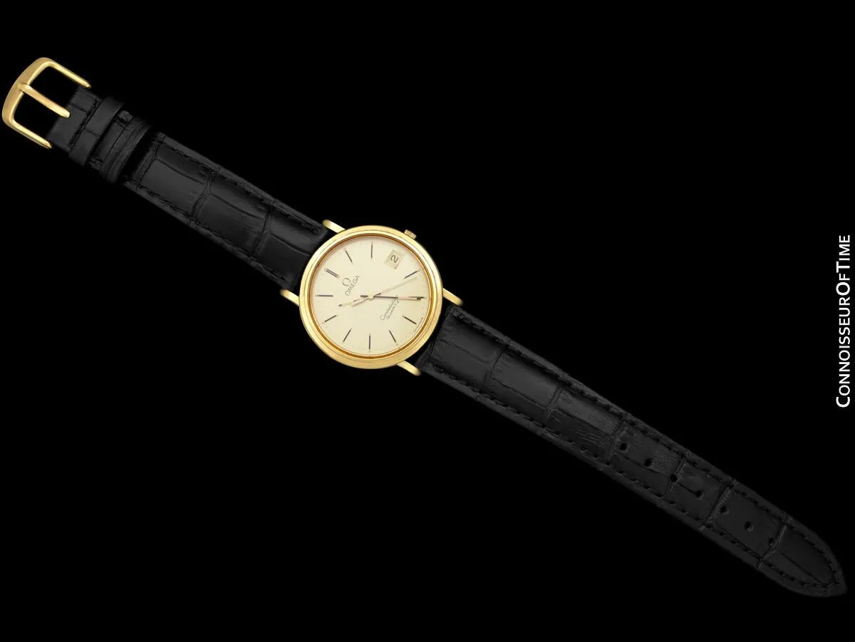 1980 Omega Constellation Mens Vintage Quartz Accuset Watch - 18K Gold Plated & Stainless Steel