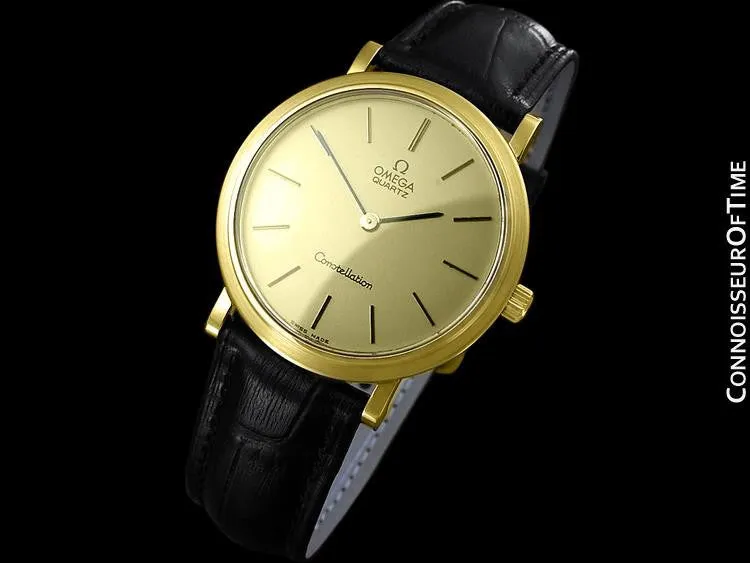 1980 Omega Constellation Mens Vintage Quartz Watch - 18K Gold Plated & Stainless Steel