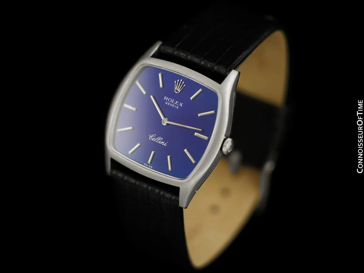 1980 Rolex Cellini Vintage Mens Handwound TV 18K White Gold Watch - Papers