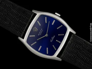 1980 Rolex Cellini Vintage Mens Handwound TV 18K White Gold Watch - Papers