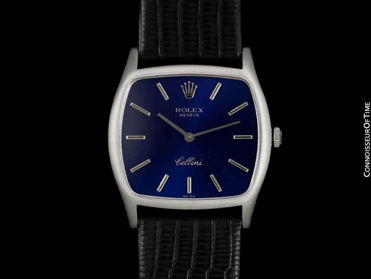 1980 Rolex Cellini Vintage Mens Handwound TV 18K White Gold Watch - Papers
