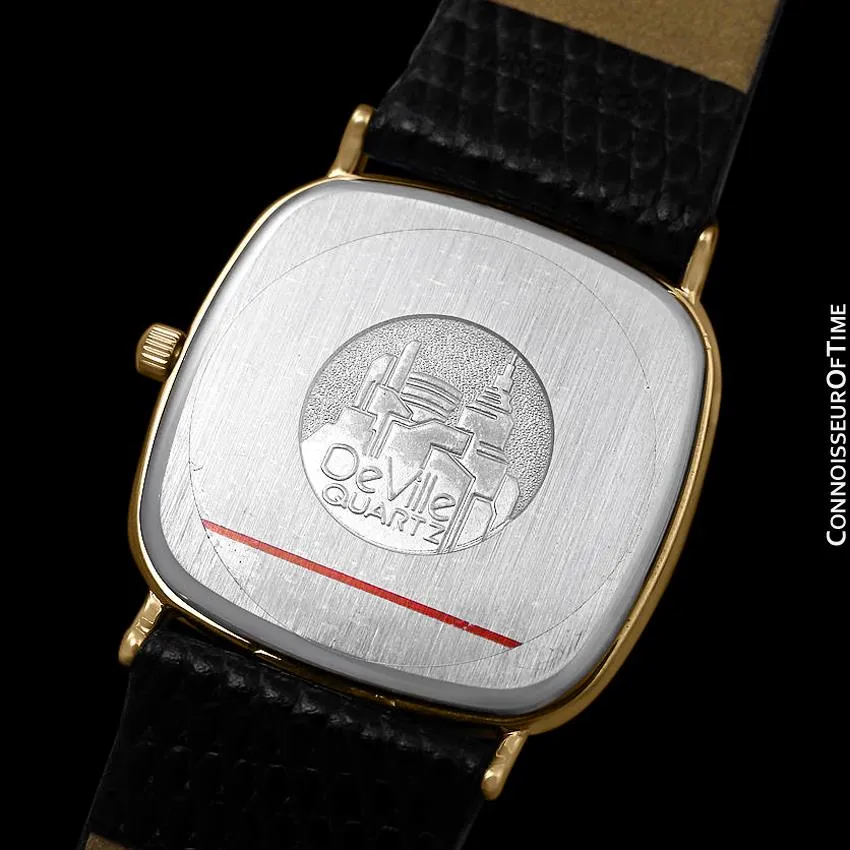1980's Omega De Ville Mens Vintage Midsize Ultra Thin Watch - 18K Gold Plated and Stainless Steel