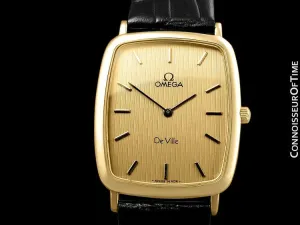 1980's Omega De Ville Vintage Mens Unisex Ultra Thin Dress Watch - 18K Gold Plated and Stainless Steel