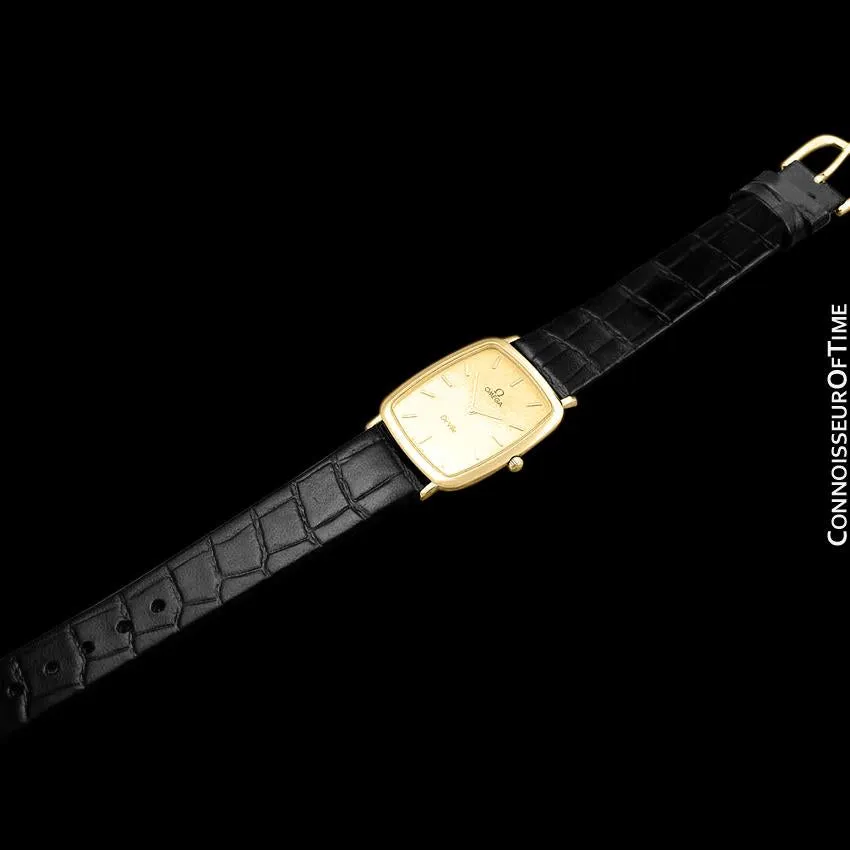 1980's Omega De Ville Vintage Mens Unisex Ultra Thin Dress Watch - 18K Gold Plated and Stainless Steel