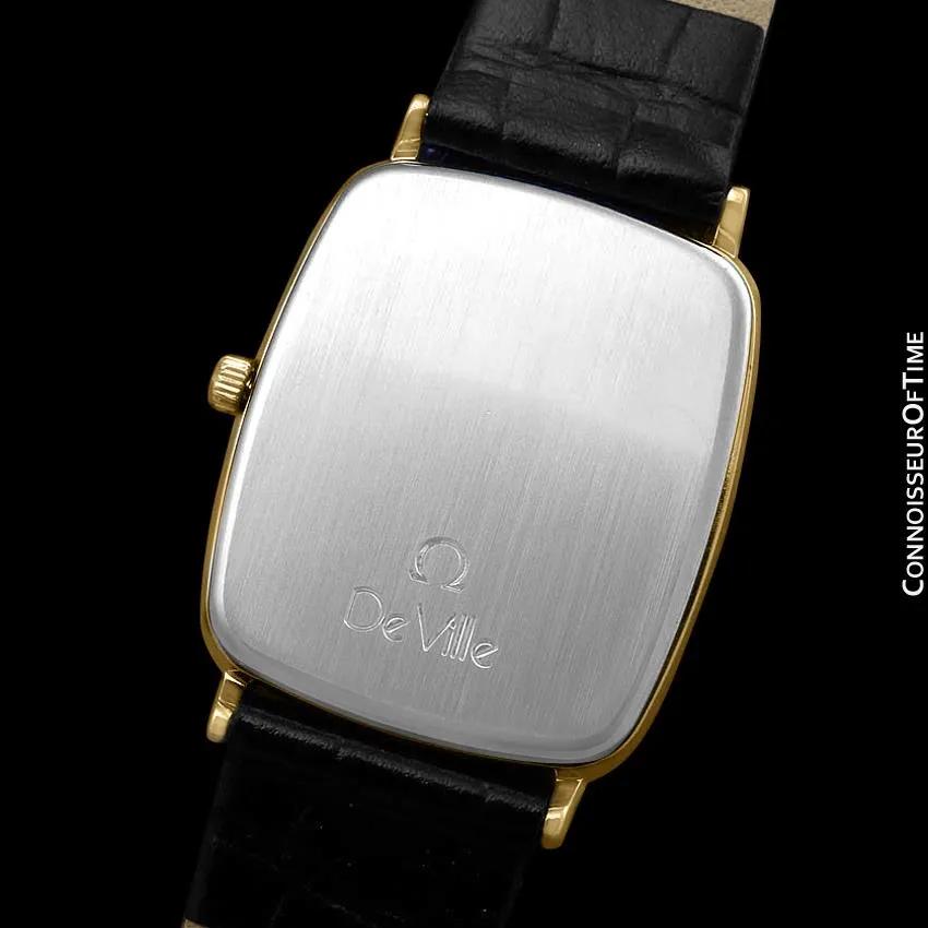 1980's Omega De Ville Vintage Mens Unisex Ultra Thin Dress Watch - 18K Gold Plated and Stainless Steel