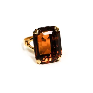 1980's Smokey Topaz Crystal Ring by Avon