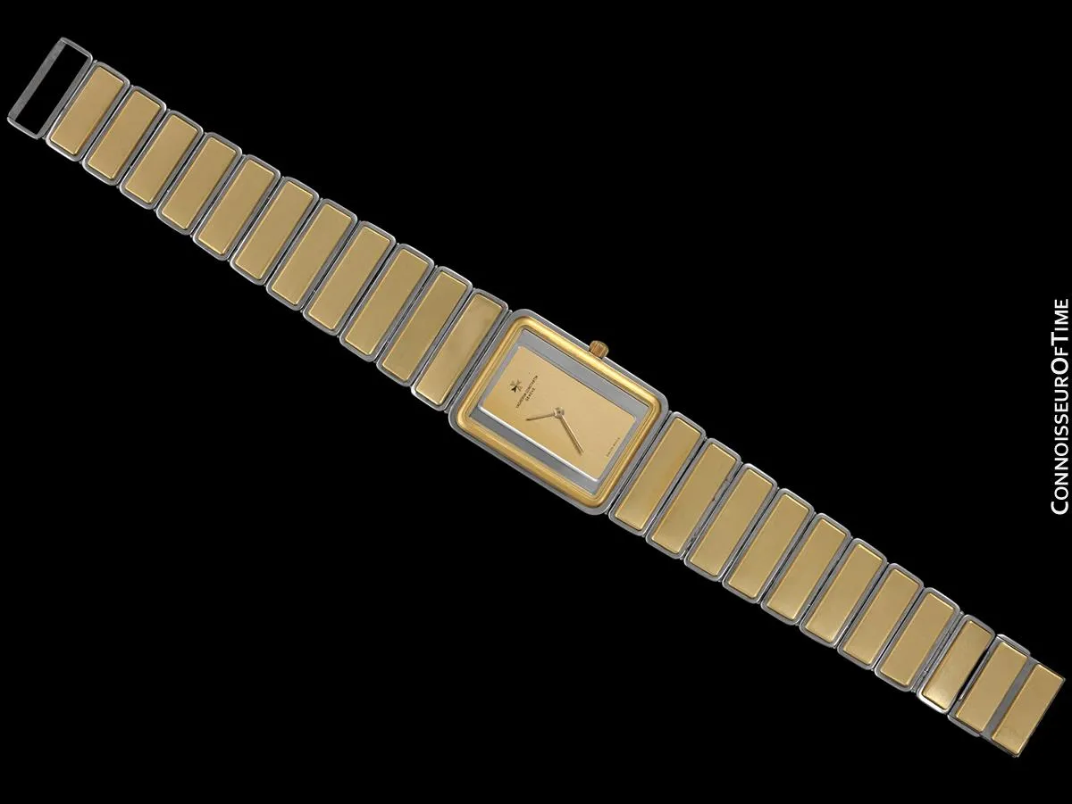 1980's Vacheron & Constantin Harmony Vintage "Modern" Mens Two-Tone Watch with Bracelet - Solid 18K Gold & Stainless Steel