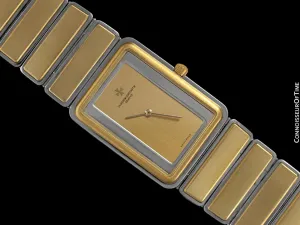 1980's Vacheron & Constantin Harmony Vintage "Modern" Mens Two-Tone Watch with Bracelet - Solid 18K Gold & Stainless Steel