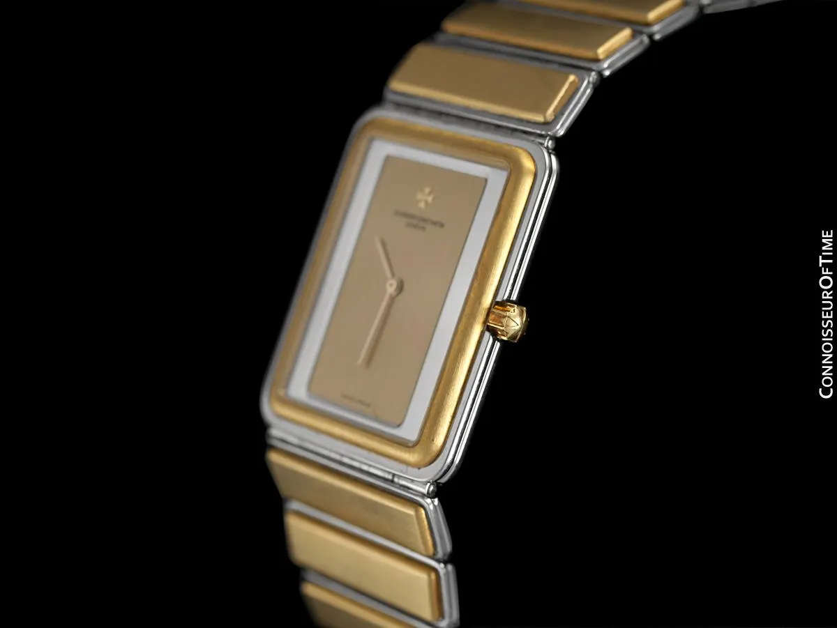 1980's Vacheron & Constantin Harmony Vintage "Modern" Mens Two-Tone Watch with Bracelet - Solid 18K Gold & Stainless Steel