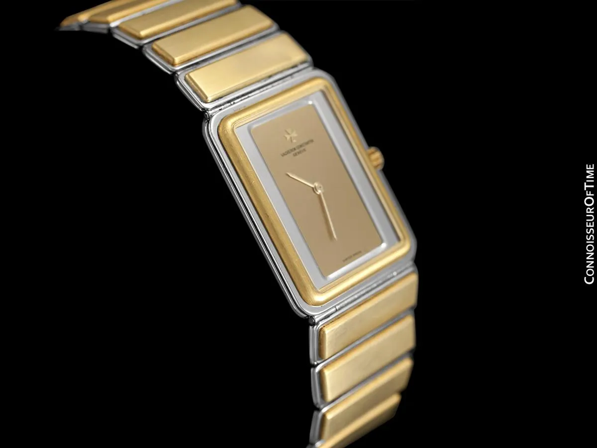 1980's Vacheron & Constantin Harmony Vintage "Modern" Mens Two-Tone Watch with Bracelet - Solid 18K Gold & Stainless Steel