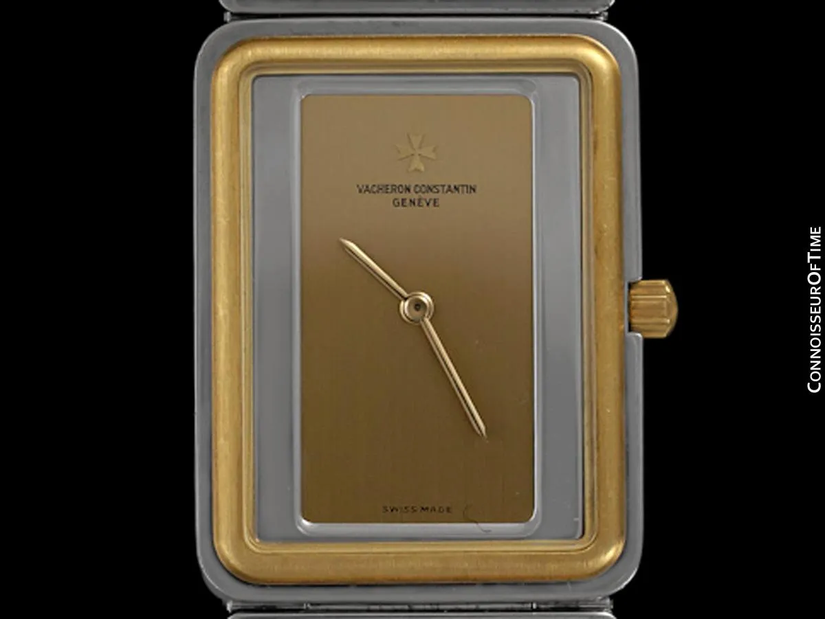1980's Vacheron & Constantin Harmony Vintage "Modern" Mens Two-Tone Watch with Bracelet - Solid 18K Gold & Stainless Steel