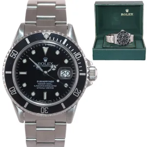 1982 Rolex Submariner Date 16800 Steel Black 40mm Dive Watch Box