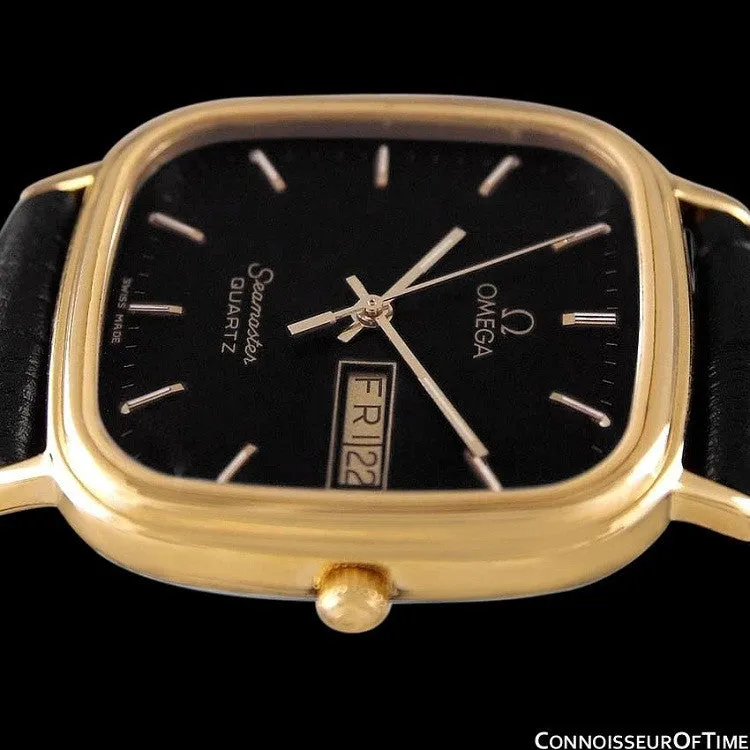 1984 Omega Seamaster Jubilee Midsize Vintage Mens Quartz Watch, Day Date - 18K Gold Plated & Stainless Steel