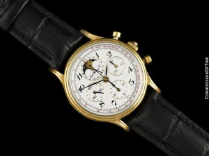 1985 Ed Heuer Mens Rare 125th Anniversary Ref. 188.205 Moon Phase "Golden Hours" Chronograph - 18K Gold Plated & Stainless Steel