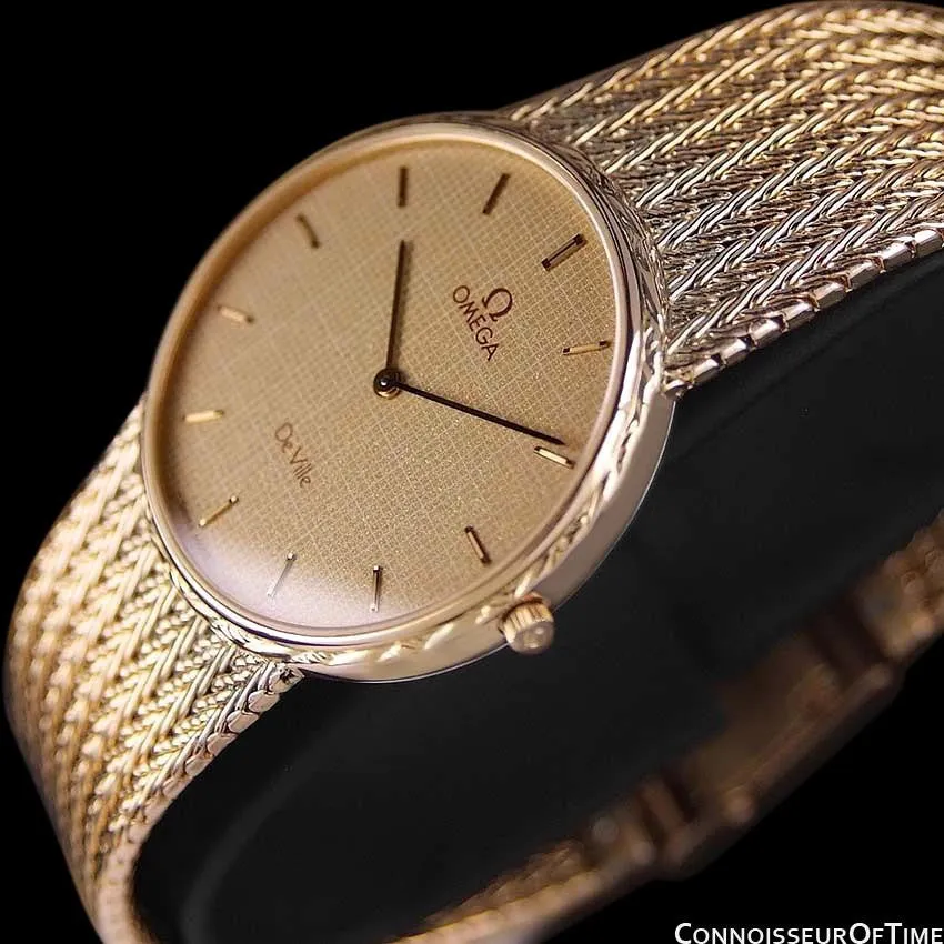 1985 Omega De Ville Vintage Mens Dress Watch - 18K Gold Plated and Stainless Steel